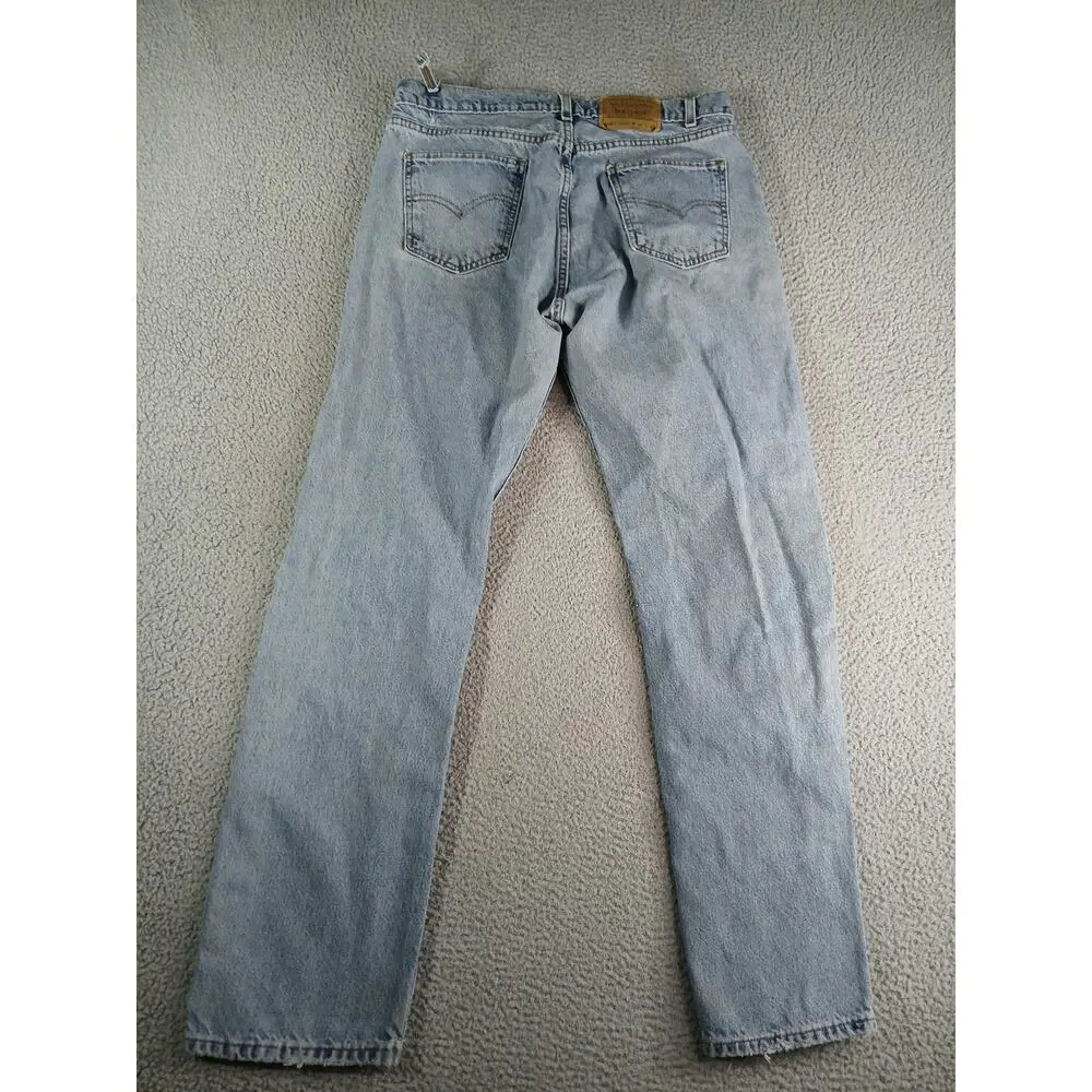 Levis 505 Jeans Mens 36 x 34 Light Blue Denim Straight Leg Regular Fit Cotton